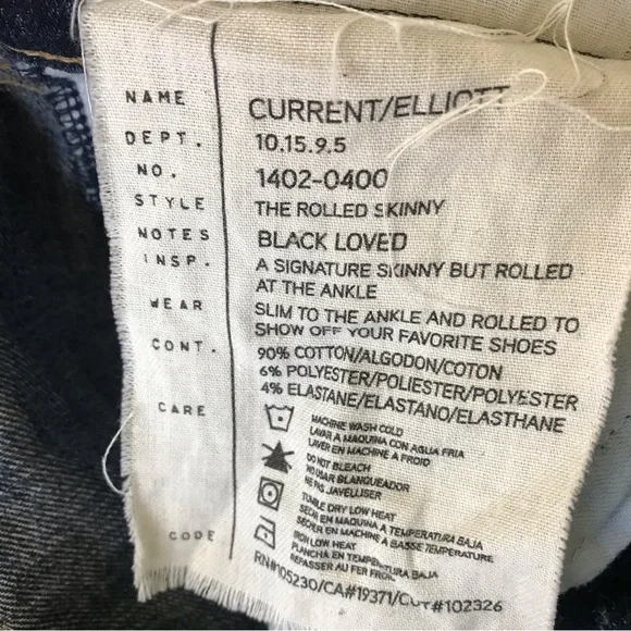 Current Elliot The Rolled Skinny in Black Love Size 31 - Picture 3 of 6